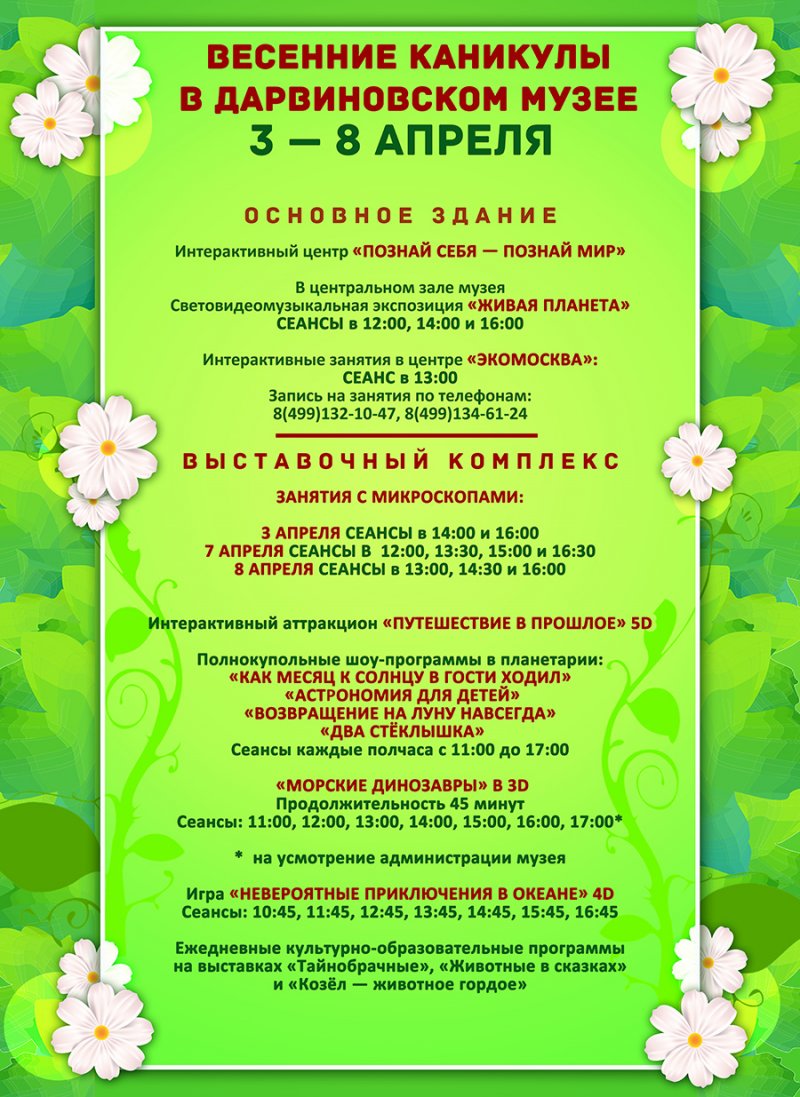 Весенние каникулы 2018